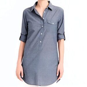 J.Crew Factory Chambray Tunic Top – Women’s Size S Light Blue Cotton